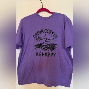 Purple Graphic Tee - Drink Coffee Read Smut